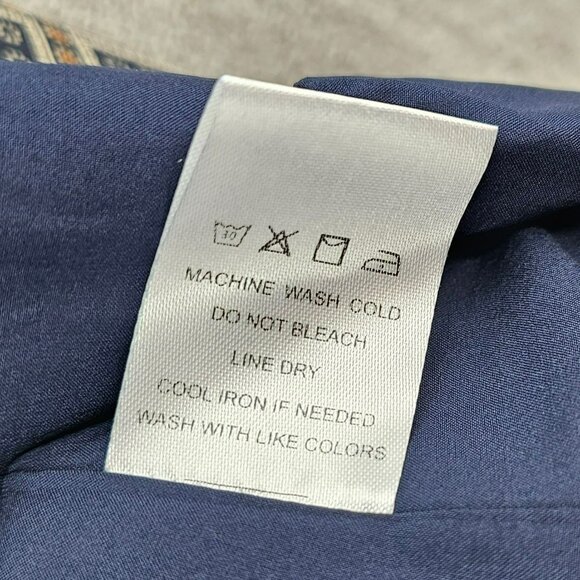 dRA Los Angeles Cicero Wrap Dress S Blue Brown Ruffled Lined Long Sleeve Retro - Picture 10 of 15